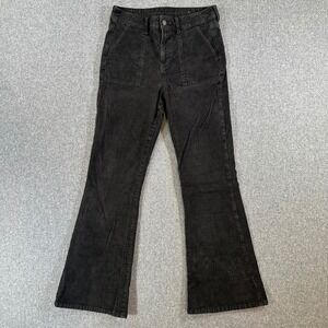 American Eagle Pants Womens 10 Flare Black Corduroy Stretch High Rise